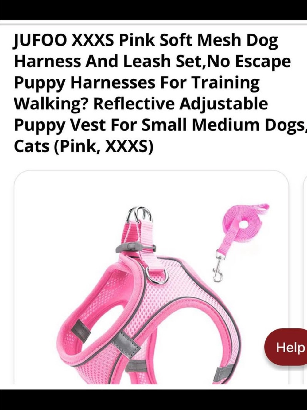 JUFOO Pink Soft Mesh Dog Harness & Leash Set